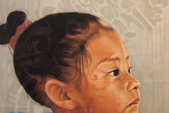 ANCESTRAL CONTINUITY, by Martin Travers, acrylic on Mexican bus tickets and canvas