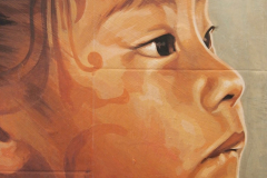 ANCESTRAL CONTINUITY, by Martin Travers, acrylic on Mexican bus tickets and canvas