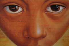 STILL ANTI SUS, BY ANY OTHER NAME. by Martin Travers, acrylic on London Underground tickets.