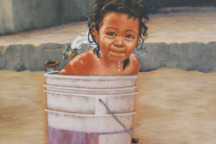 SHOWER TIME, by Martin Travers, oil on canvas (2001)