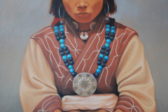 AINU WOMAN, by Martin Travers, acrylic on canvas