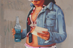 THE PINK HAT, by Martin Travers, acrylic on canvas