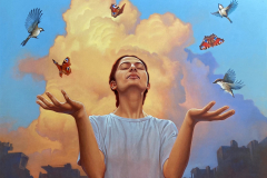 THE MAGIC OF FREEDOM – PORTRAIT OF BHAWANI, By Martin Travers, Acrylic on canvas, 100 x 76cm (2023)